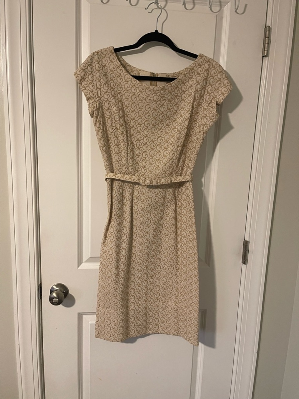 1950s Embroidered Cap-Sleeve Sheath Dress